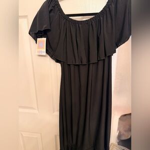 LulaRoe Black Dress 
Off the Shoulder Ruffled